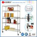 NSF Commercial Adjustable Chrome Metal Wire Book Shelf with Wheels